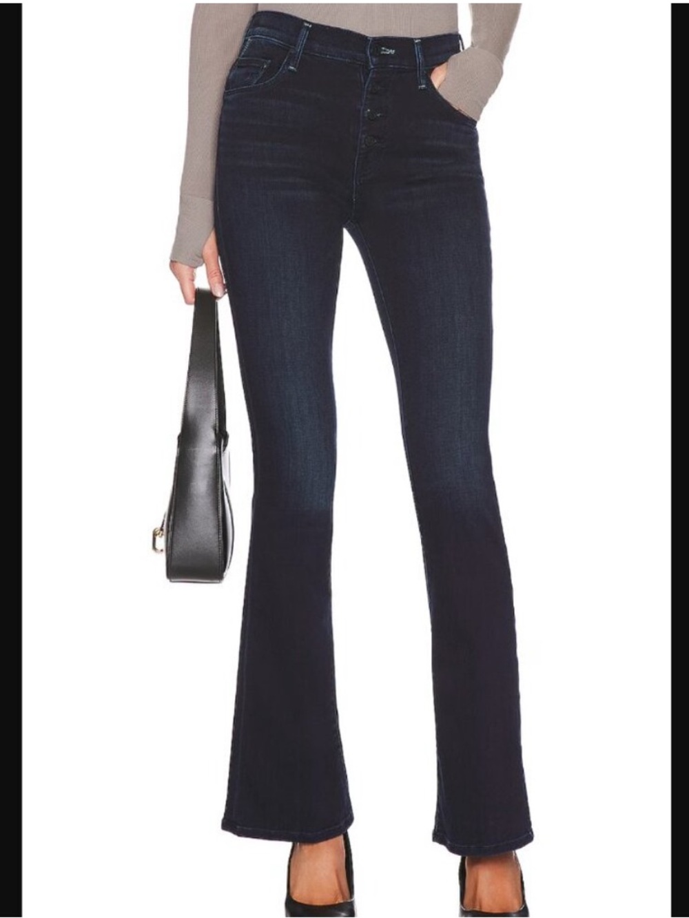 MOTHER Pixie Weekender High-Rise Dark Indigo Flare Jeans